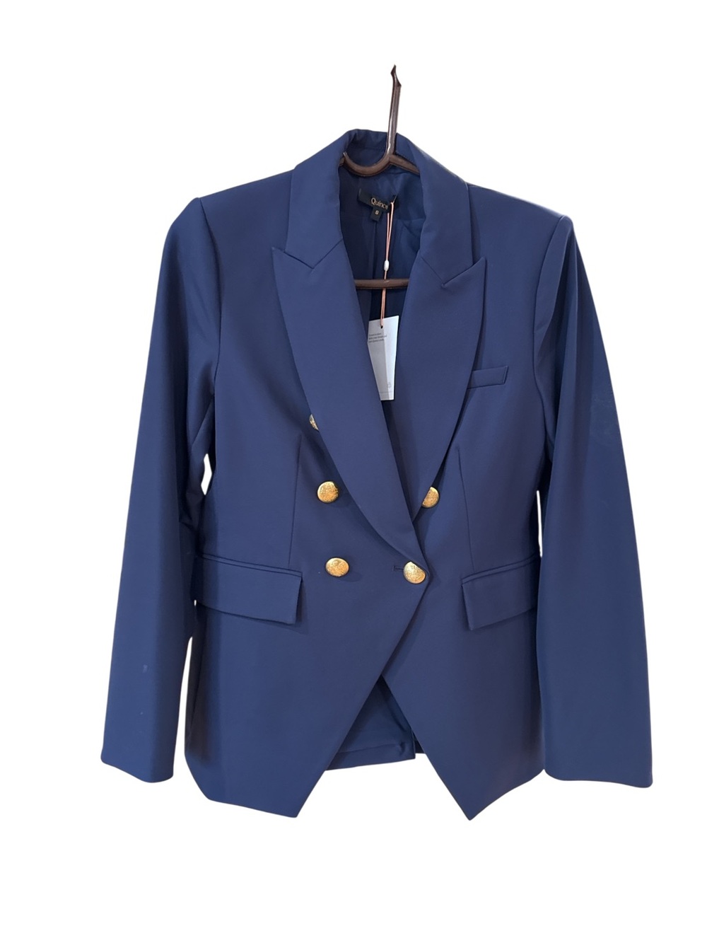 Vince Navy Double-Breasted Blazer with Gold Buttons